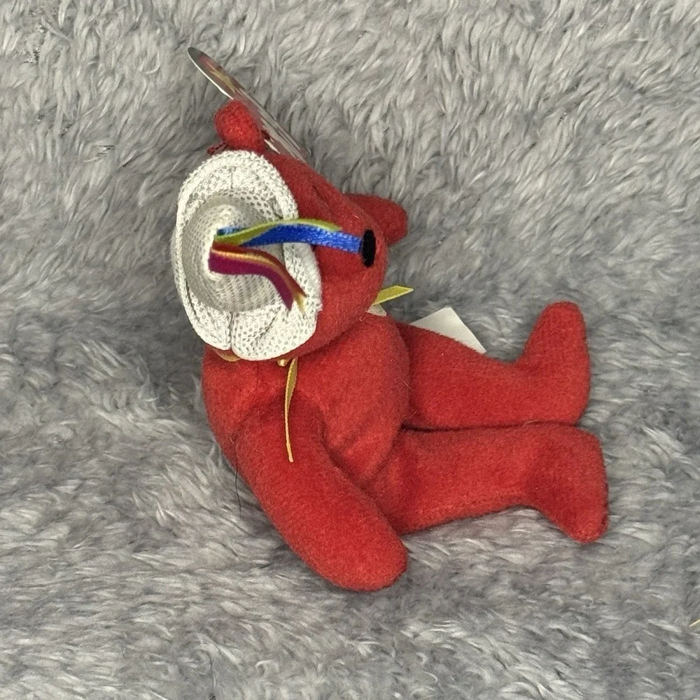 Ty Teenie Beanie Bopper 5th Anniversary Red Bear Plush 5